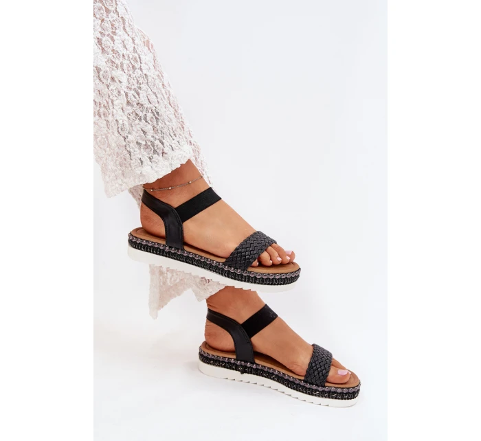 Dámské Sandály S Pletením Na Ozdobené Platformě Černé model 21703728 - Boto Dámské Sandály S Pletením Na Ozdobené Platformě Černé model 21703728 - Boto