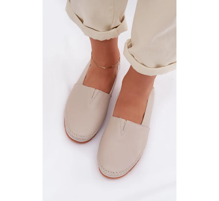 Kožené dámské polobotky S.Barski LR61-7051 Béžové Kožené dámské polobotky S.Barski LR61-7051 Béžové