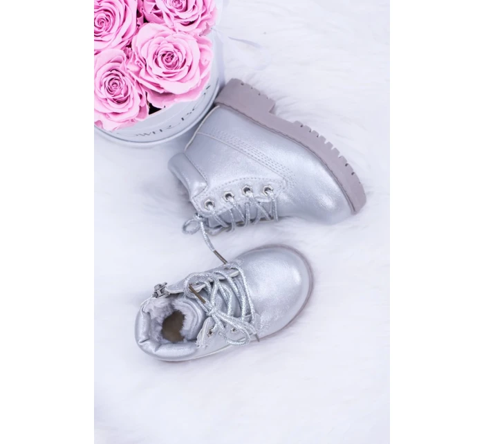 práškové stříbrné teplé Dětské boty traper Dexter práškové stříbrné teplé Dětské boty traper Dexter