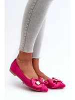 Dámské eko semišové balerínky s mašlí a broží Fuchsia Satris Dámské eko semišové balerínky s mašlí a broží Fuchsia Satris