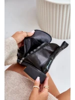 Černé lakované kožené kotníkové boty s podšívkou Bellani Černé lakované kožené kotníkové boty s podšívkou Bellani