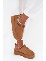 Dámské nízké sněhule Taliah na platformě s vyšíváním – camel