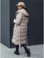Dámský prošívaný zimní kabát s kapucí GRACE béžový FashionStreet TY4518