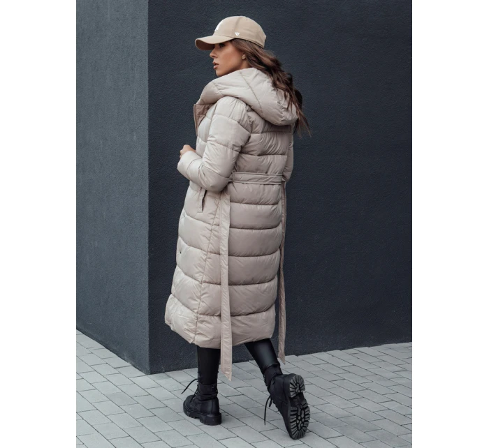 Dámský prošívaný zimní kabát s kapucí GRACE béžový FashionStreet TY4518