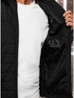 Pánská přechodná prošívaná bunda s kapucí černá FashionStreet TX4998