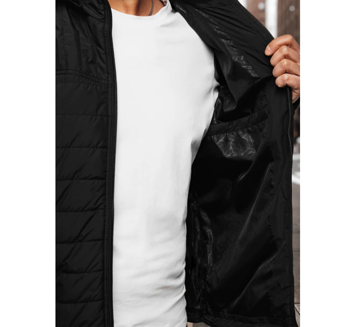 Pánská přechodná prošívaná bunda s kapucí černá FashionStreet TX4998