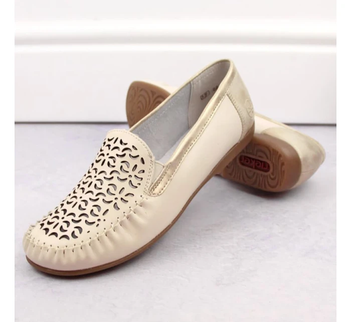 Kožené pohodlné polobotky Rieker W RKR658 beige