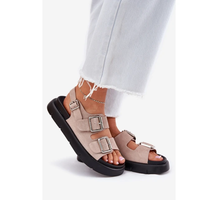 Semišové dámské sandály s přezkami Big Star model 21694384 světle růžové - Big Star Shoes