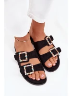 Sandály S Přezkami Na Ploché Podpatky Černé model 21705548 - Boto