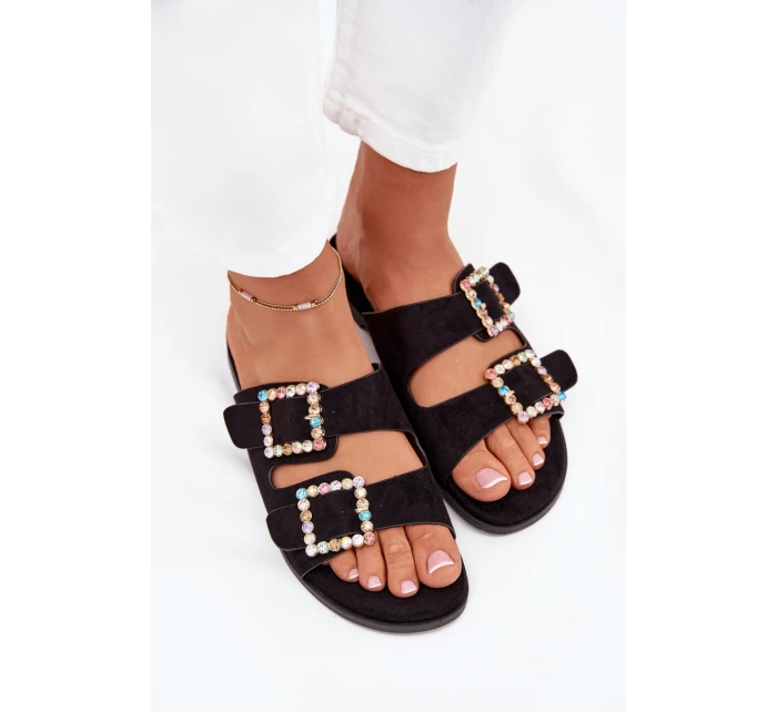 Sandály S Přezkami Na Ploché Podpatky Černé model 21705548 - Boto