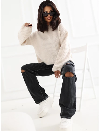 Sweter PM SW model 22334095 jasny beżowy - FPrice Sweter PM SW model 22334095 jasny beżowy - FPrice