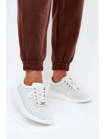 Dámské kožené sportovní boty na platformě Vinceza – bílé Dámské kožené sportovní boty na platformě Vinceza – bílé