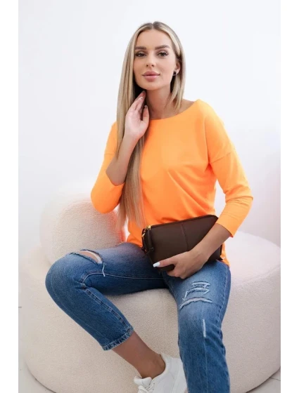 Dámská halenka s lodičkovým výstřihem oranžová neonová Dámská halenka s lodičkovým výstřihem oranžová neonová