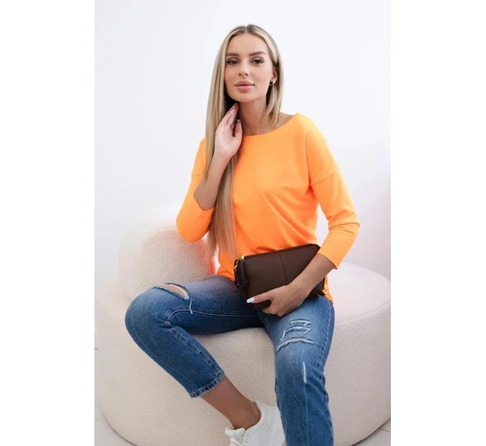 Dámská halenka s lodičkovým výstřihem oranžová neonová Dámská halenka s lodičkovým výstřihem oranžová neonová