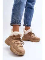 Dámské zimní boty s kožešinou v béžové barvě model 21644000 - EVENTO