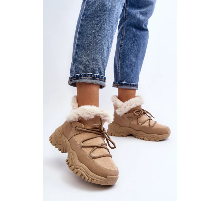 Dámské zimní boty s kožešinou v béžové barvě model 21644000 - EVENTO