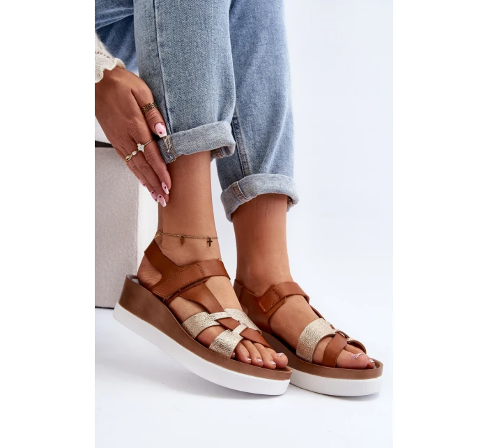 Zazoo 40397 Dámské Kožené Sandály na Platformě Hnědé