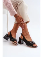 Dámské sandály na podpatku s ozdobou černé D&A model 21655872 - S.Barski