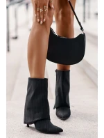 Dámské boty na podpatku se svrškem a  černé model 21670413 - Boto