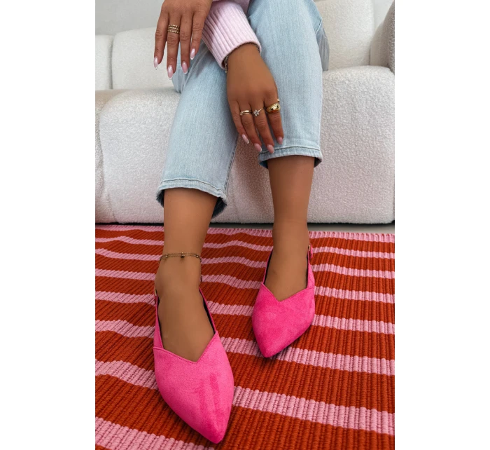 Baleríny s Zlatým Přezkou Eco Semišové Růžové model 21937565 - Boto