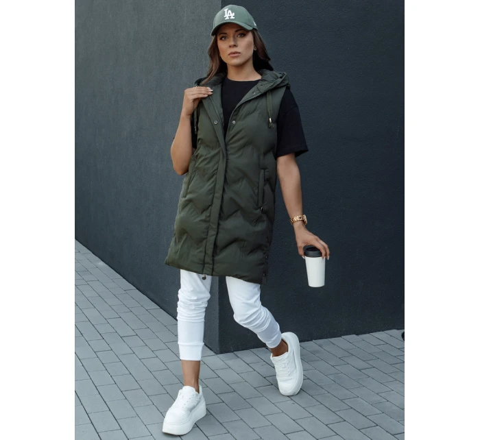 Dámská prošívaná vesta s kapucí zelená Dstreet model 21979838 - FashionStreet