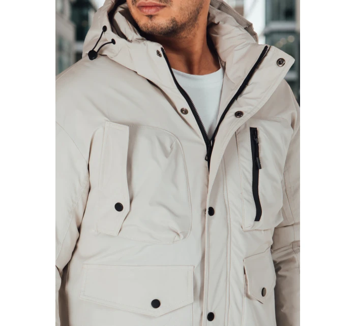 Pánská zimní bunda s kapucí světle béžová FashionStreet TX5109