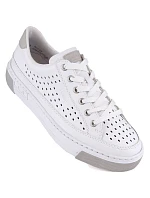 Rieker W RKR642 bílá kožená prolamovaná obuv