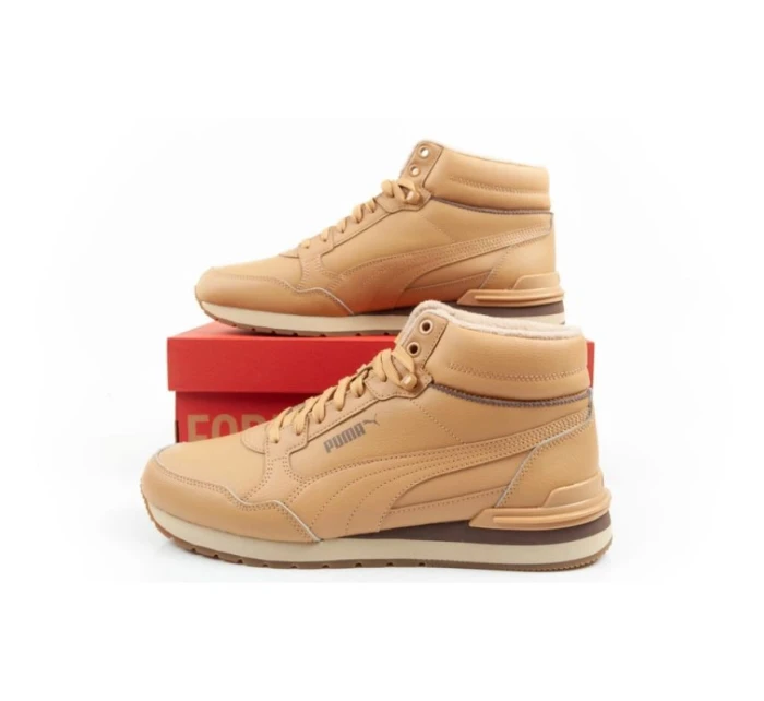 Puma ST Runner v4 Mid sportovní obuv pánské kotníkové tenisky hnědé barvy Puma ST Runner v4 Mid sportovní obuv pánské kotníkové tenisky hnědé barvy