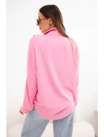 Dámská viskózová košile s dlouhým rukávem a volány světle růžová Dámská viskózová košile s dlouhým rukávem a volány světle růžová