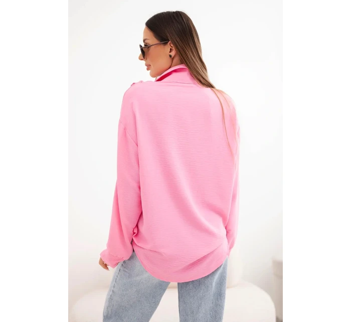 Dámská viskózová košile s dlouhým rukávem a volány světle růžová Dámská viskózová košile s dlouhým rukávem a volány světle růžová