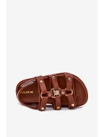 Dívčí sandály se zlatým detailem hnědé Lunessa Dívčí sandály se zlatým detailem hnědé Lunessa