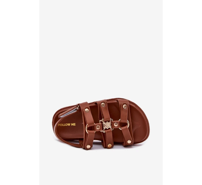 Dívčí sandály se zlatým detailem hnědé Lunessa Dívčí sandály se zlatým detailem hnědé Lunessa