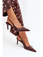 Lakované Lodičky Na Jehlovém Podpatku Se Zlatou Čokoládové model 21704641 - Boto