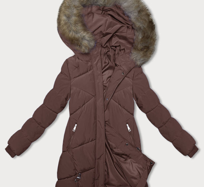 Hnědá zimní bunda s kapucí (LHD-23015)