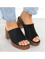 Dámské semišové žabky na jehlách černé model 22015553 - Potocki Dámské semišové žabky na jehlách černé model 22015553 - Potocki