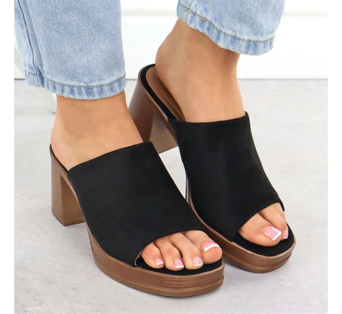 Dámské semišové žabky na jehlách černé model 22015553 - Potocki Dámské semišové žabky na jehlách černé model 22015553 - Potocki