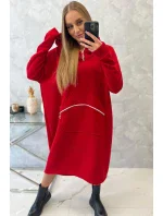 Zateplené šaty s kapucí červené Zateplené šaty s kapucí červené