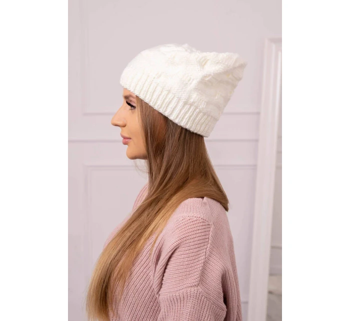 Dámská čepice ecru model 18752365 - K-Fashion Dámská čepice ecru model 18752365 - K-Fashion