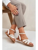 Kožené Dámské Sandály Na Plochém Podpatku Zazoo model 21682231 Ecru - Boto