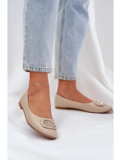 Baleríny Na Ploché Podešvi S Ozdobou Béžové model 21684319 - Boto