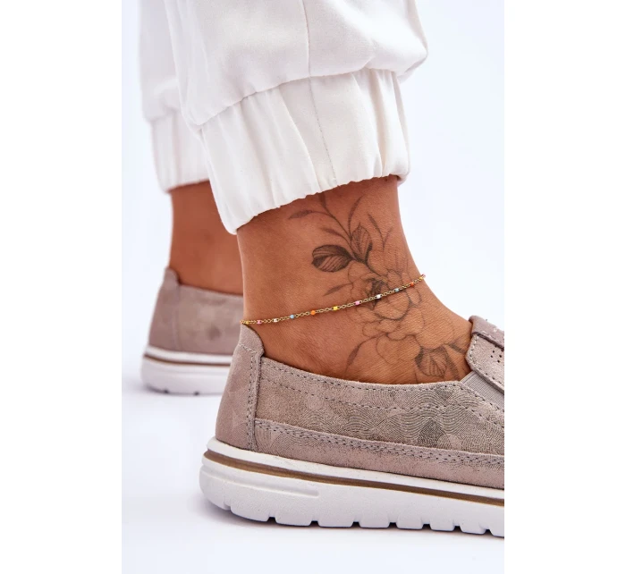 Semišové nazouvací boty Béžovo-zlatá Inez