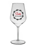 LÁSKA PÍŠE NÁŠ PŘÍBĚH - čirá nerozbitná sklenice na víno 470 ml