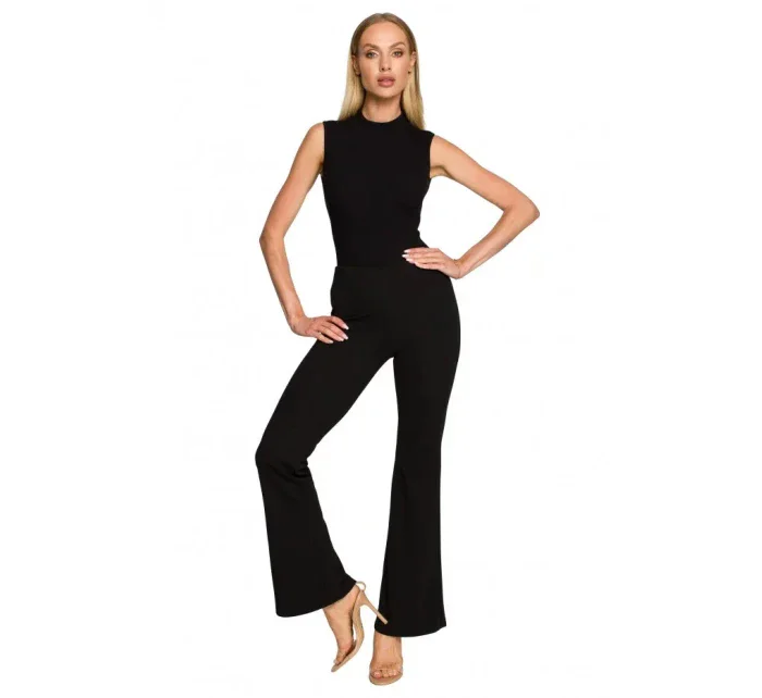 Rozšířené kalhoty s vysokým pasem model 18257716 černé - Moe Rozšířené kalhoty s vysokým pasem model 18257716 černé - Moe