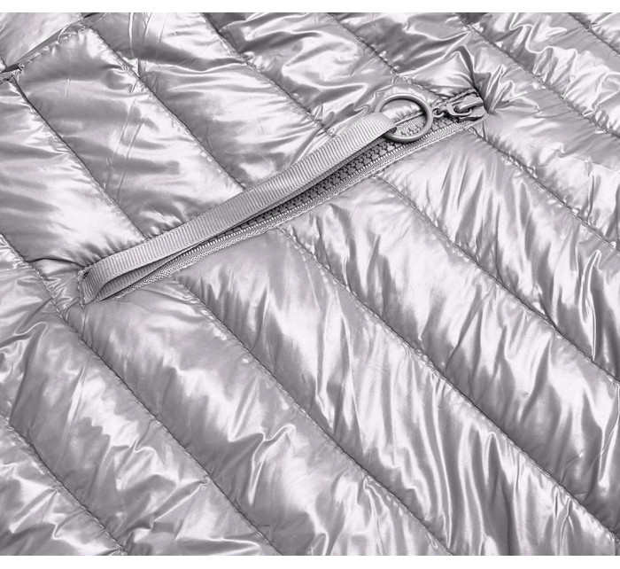 Asymetrická šedá dámská bunda s kapucí (PC-7510-61)