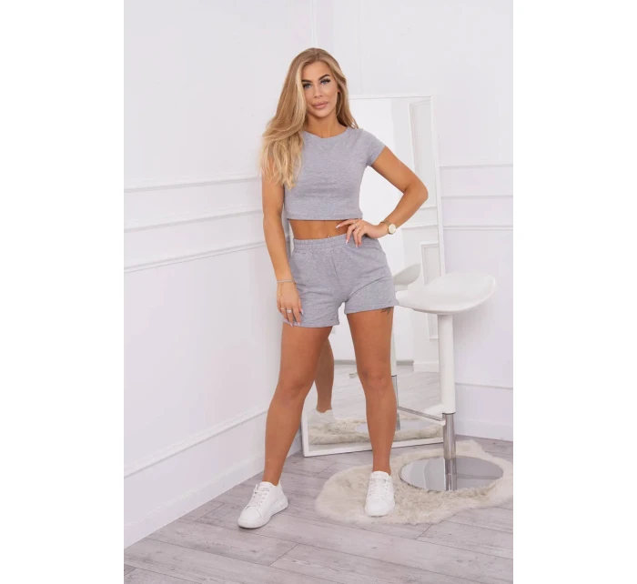 Bavlněná souprava se šortkami šedá Bavlněná souprava se šortkami šedá