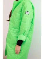 Dámská bunda Plus Size prošívaná s ozdobnými knoflíky a límcem zelený neon Dámská bunda Plus Size prošívaná s ozdobnými knoflíky a límcem zelený neon