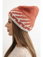 Dámská zimní čepice vlněná s krystaly a vzorem model 21859363 mocca - K-Fashion