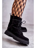 Dámské semišové boty se zavazováním Černé model 21598522 - S.Barski