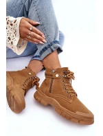 semišové dámské botky Trapery Camel model 21633835 - Boto