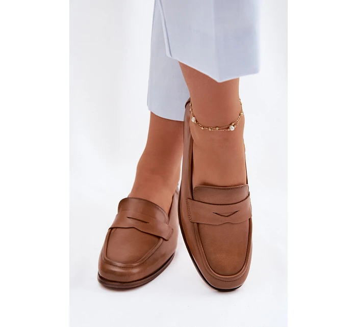 Mokasíny z přírodní kůže model 22074671 Camel - VINCEZA Mokasíny z přírodní kůže model 22074671 Camel - VINCEZA